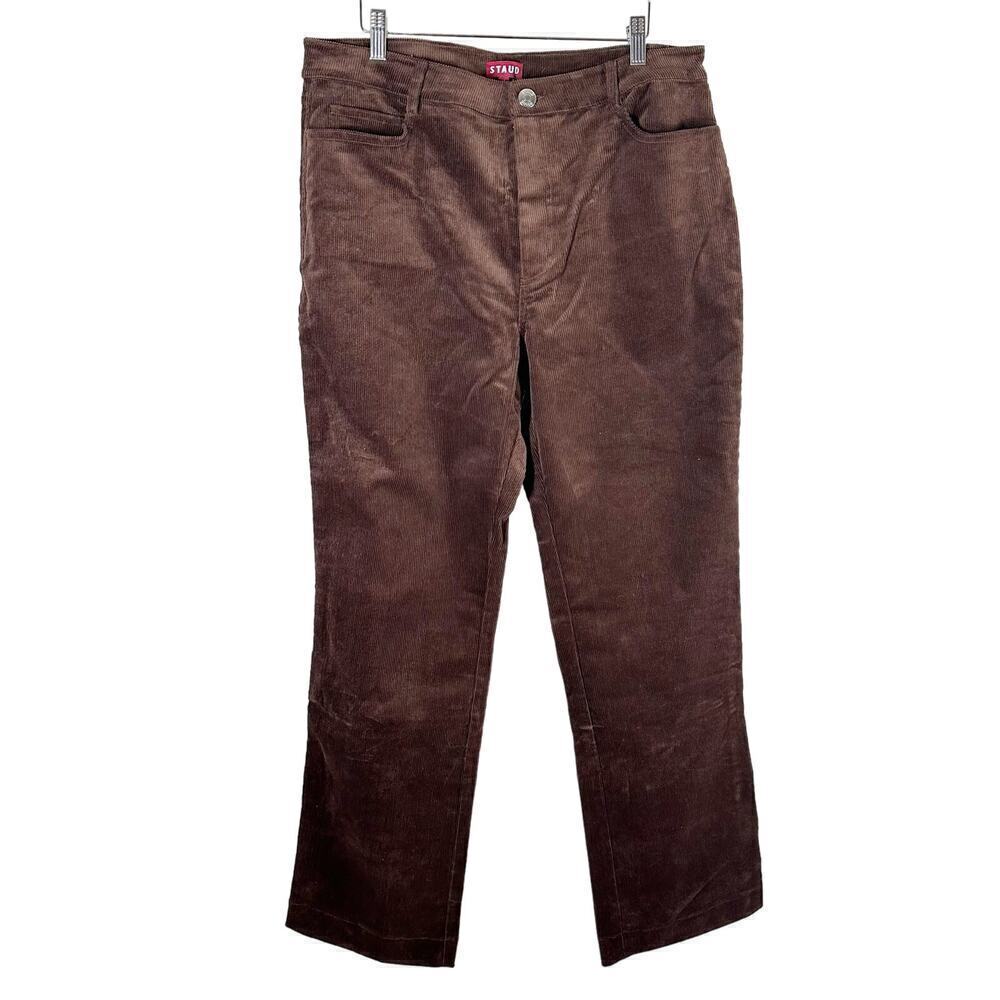 STAUD Chisel Corduroy Straight Leg Pants in Mahogany Brown
